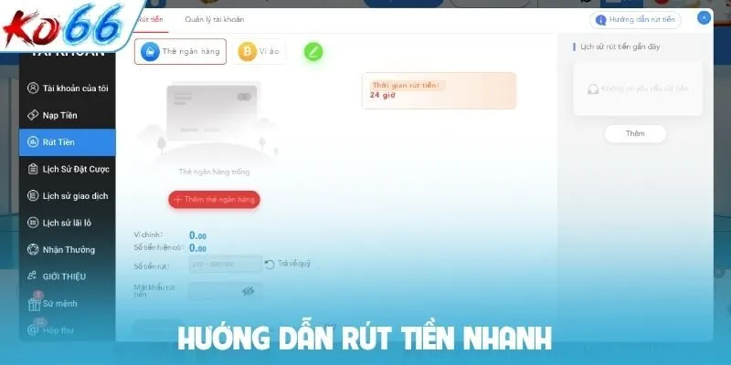 Hướng dẫn rút tiền nhanh